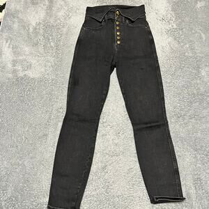 Mother Jeans Womens 26 (26x27.5) The Swooner Exposed Snap Ankle Black